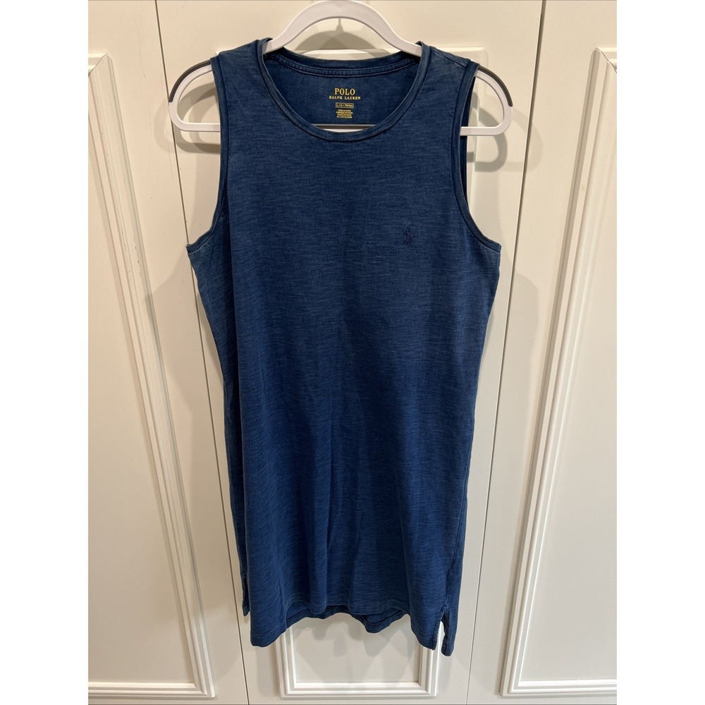 Polo Ralph Lauren Sleeveless Tank Dress Size Large Blue Pony Preppy Classic